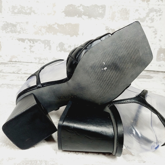 New Open Edit Austyn Black Quilted Block Heel Square Toe Sandals O331 - Picture 10 of 14
